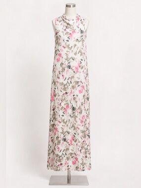 Vince Camuto Watercolor Floral Maxi Dress High Neck Flowy Sleeveless XL NWT